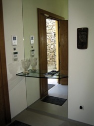 Miroir et tablette en verre
